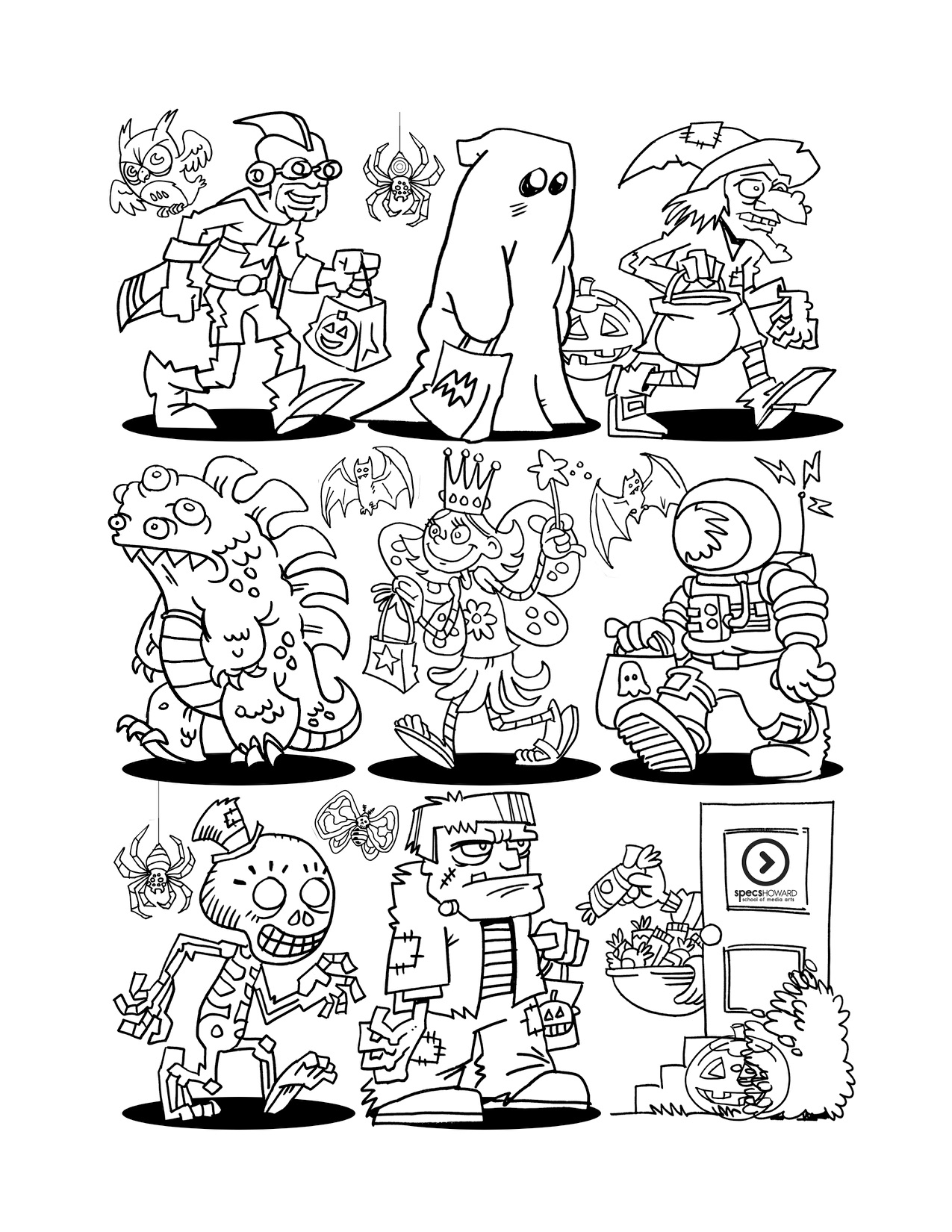 Zombie Coloring Page Trick Treaters Coloring Page