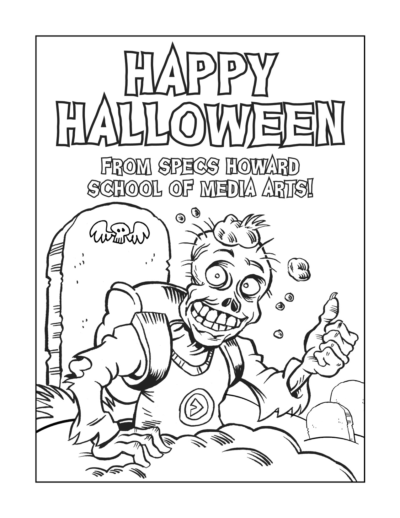 Zombie Coloring Page Trick Treaters Coloring Page